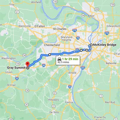 st. louis to gray summit